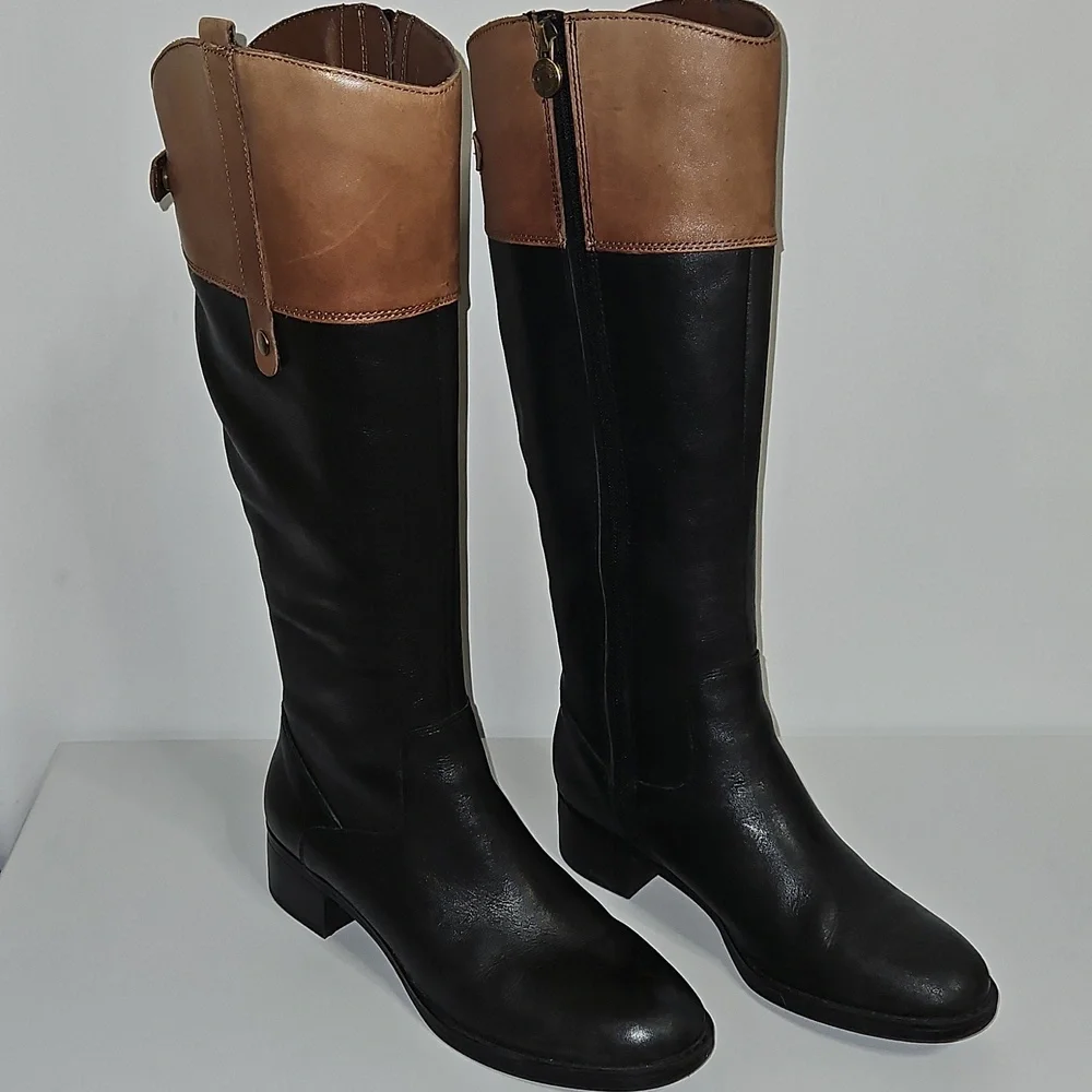 Franco Sarto Over the Calf Leather Boots Size 6
